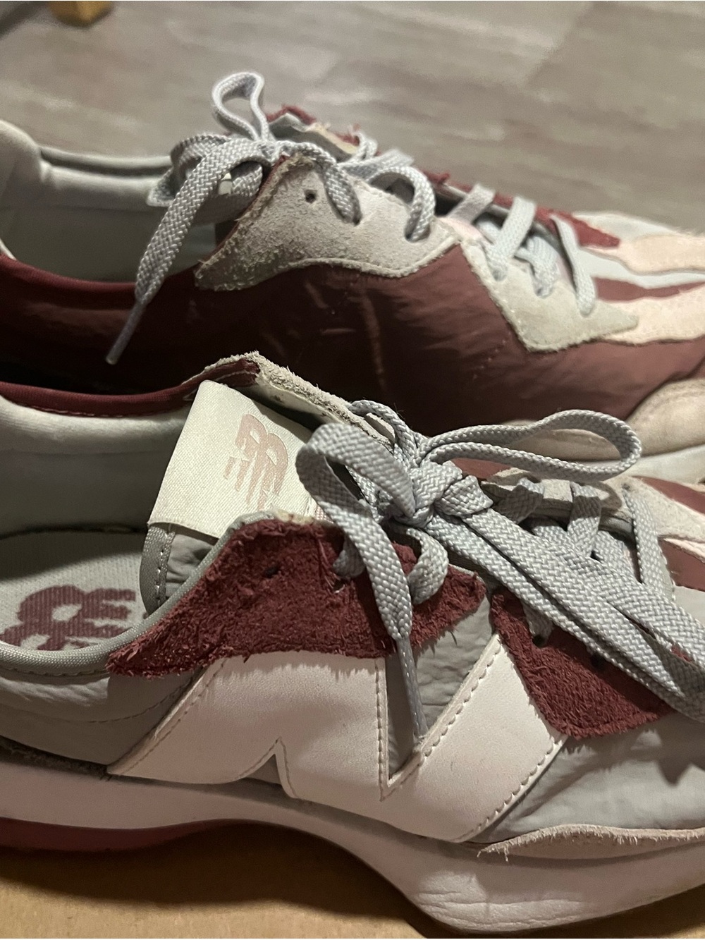 New Balance Women’s Suede & Leather Sneakers in Burgundy and Light Gray